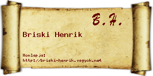 Briski Henrik névjegykártya